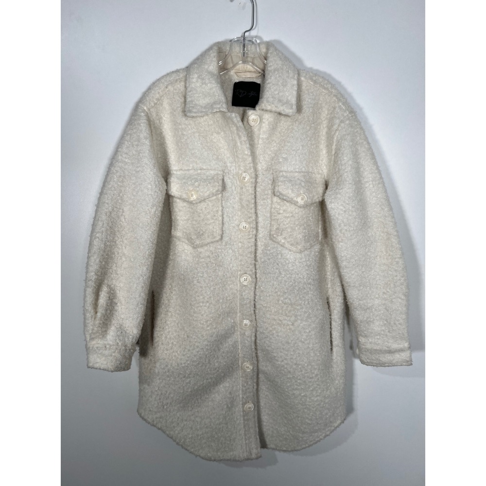 RD Style Cream Bouclé Button Front Shacket Jacket Cabincore Fall Cozy Coat XS